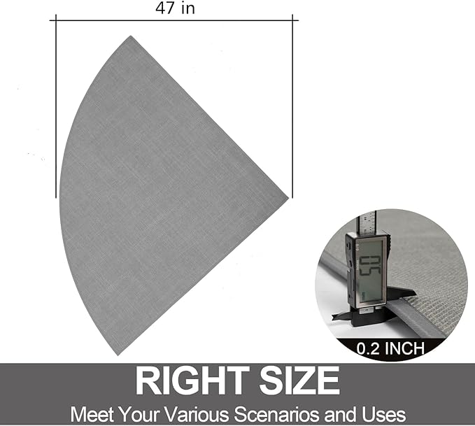 Fan Shaped Kitchen Mat 1 PCS, Cushioned Non Slip Rugs for Kitchen Floor, Absorbent Runner Comfort Standing Mats Washable for Kitchen, Office, Home (Grey, Radius 47")