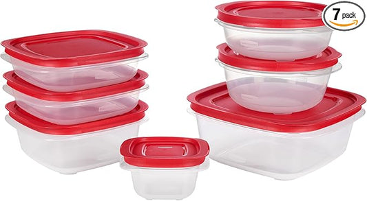 Rubbermaid EasyStore Square and Round Containers, 14-Piece Set, Food Storage Containers, Food Storage Containers with Lids