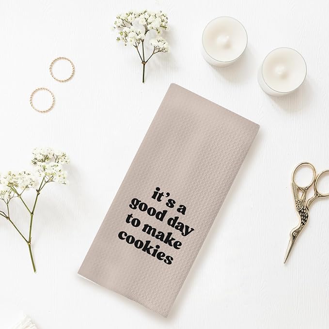 Baking Towels, Tea Towels for Baking, Gifts for Bakers, Cookie Lovers, Cooks, 16x24 (11) Beige Microfiber Kitchen Cloths