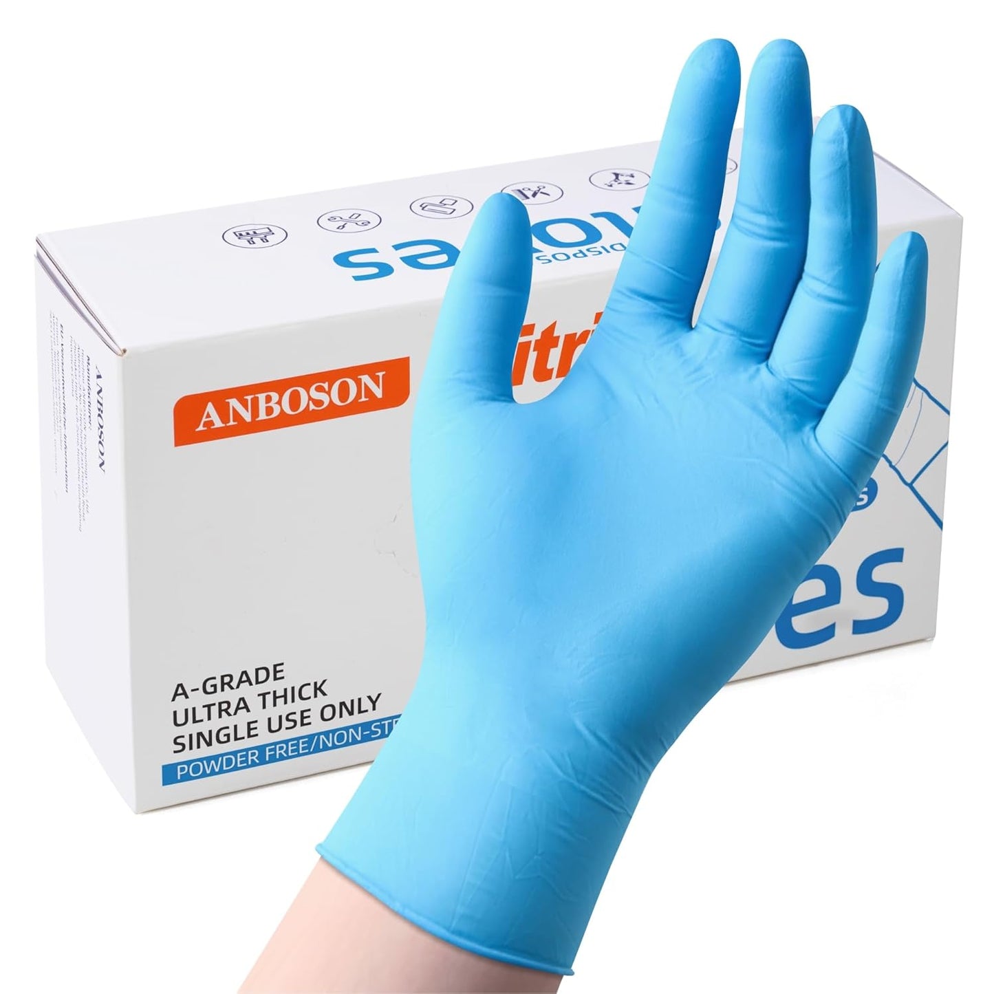 6 mil Disposable Nitrile Gloves, Heavy Duty Disposable Glove, Cooking Gloves, Latex Free, Powder Free (Blue of 100, X Large)