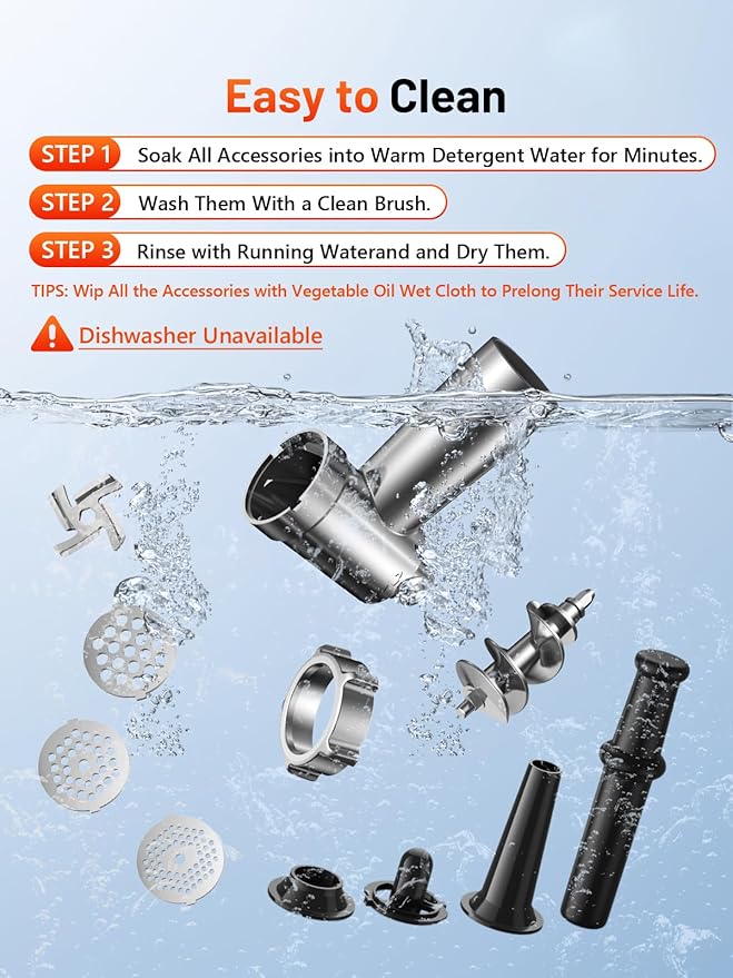 3000W Max Heavy Duty Electric Meat Grinder with Sausage Stuffer Maker & Kubbe Kit, Food Grinder with Blade & 3 Plates, Stainless Steel Meat Mincer Machine for Home Kitchen Use