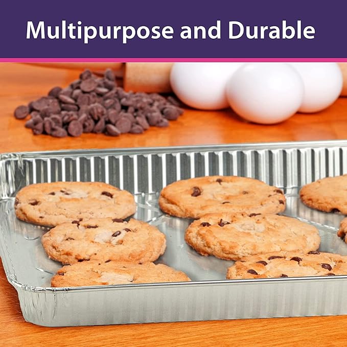 Nicole Home Collection Aluminum Pans Quarter Size Cookie Sheet 100 Count Durable Nonstick Baking Sheets 12.87" x 8.87"