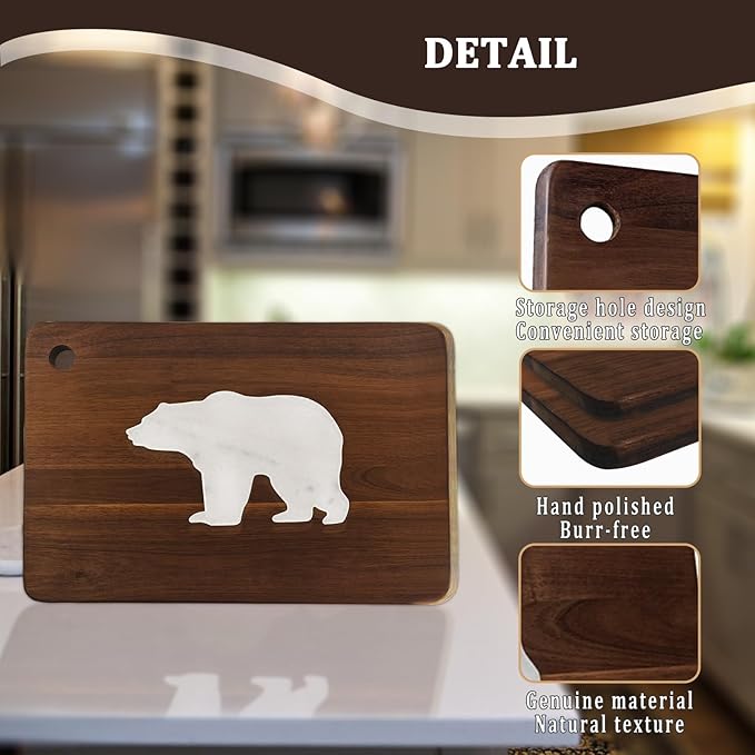 Acacia Wood Cutting Boards with Marble Cheese Board Large Charcuterie Boards Serving Boards for Steak Fruits 16.5x11 inches Housewarming Gifts
