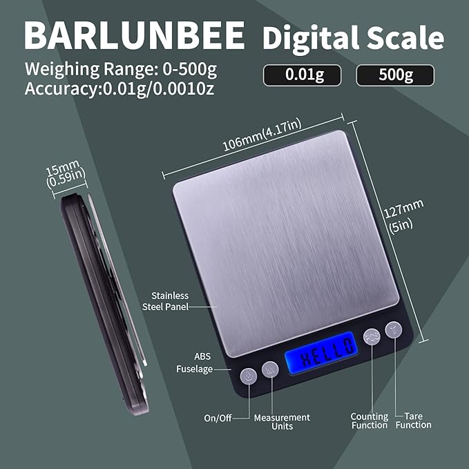 Gram Scale,Capacity 500g Accuracy 0.01g Mini Food Scales Digital Weight Grams and Oz,Small Kitchen High Precision for Espresso,Baking,Jewelry,Soap Making,Black