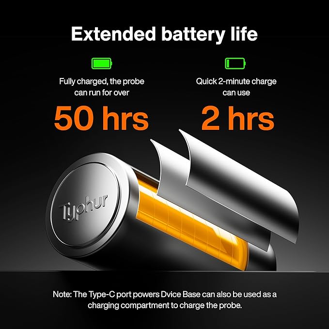 Typhur Sync Wireless Meat Thermometer Quad | 4 Probes | 6 Sensors | LCD Display | WiFi and Bluetooth 5.3 | Improved Stability and Range | IPX8 Waterproof | for BBQ, Grill, Smoker, Oven, Kitchen