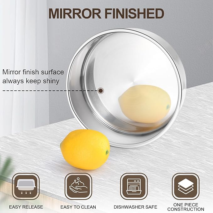 Homikit Round Cake Pan Set of 3, 9-Inch Stainless Steel Cake Tins Bakeware for Baking Layer Smash Birthday Cake，Oven, Pressure Cooker & Dishwasher Safe