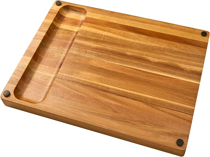 Premium Large Acacia Wood Cutting Board for Kitchen (17x13 inches) Extra Thick 1.5 inch Chopping Board with Juice Groove. Non slip Reversible Butcher Block Countertop & Charcuterie gift set…