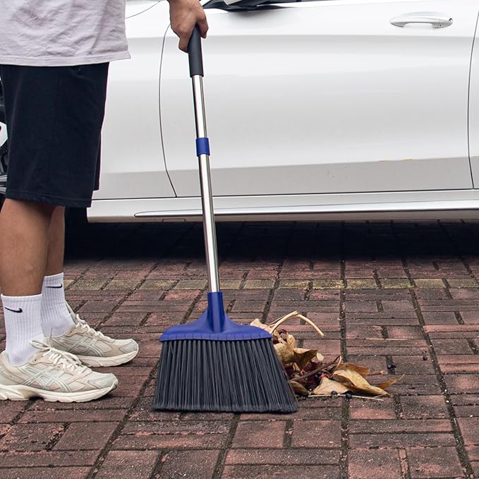 Kefanta 4 Pack Heavy Duty Broom Indoor/Outdoor Commercial Brooms Angle Broom 53 inches for Courtyard Garage Restaurant Lobby Patio Shop Home Kitchen Office Floor