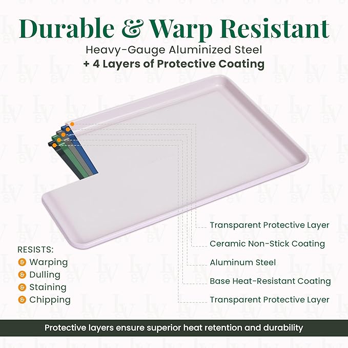 Larder & Vine 8-Piece Bakeware Set | Non-Stick Baking Set with Ceramic Finish | PFAS, PFOA, PTFE, and BPA Free Baking Essentials | Baking Sheets, Muffin Tins and Assorted Baking Pans | Lavender