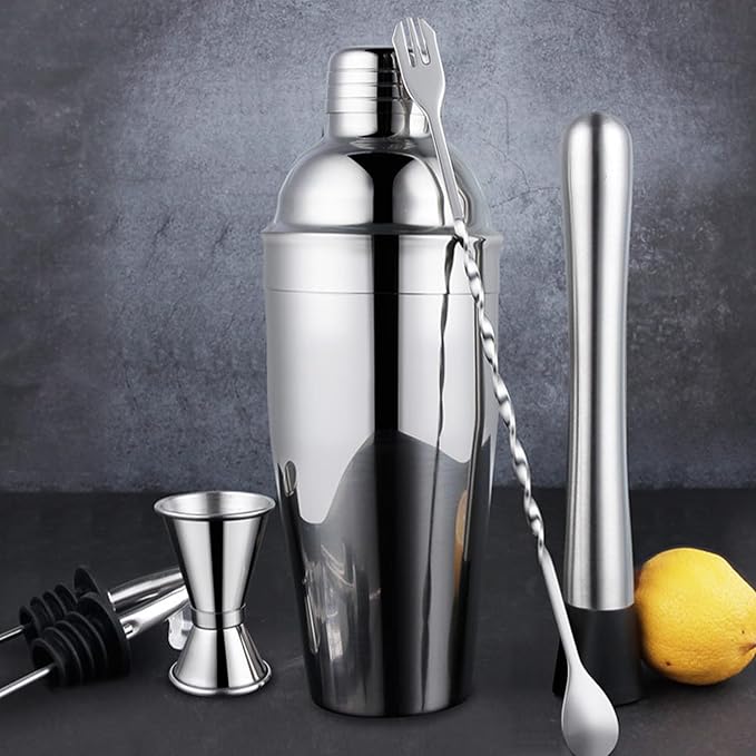 Cocktail Shaker Set, 25-Piece Stainless Steel Bartender Kit with Acrylic Stand & Cocktail Recipes Booklet, Professional Bar Tools for Drink Mixing, Home, Bar, Party (Include 4 Whiskey Stones)