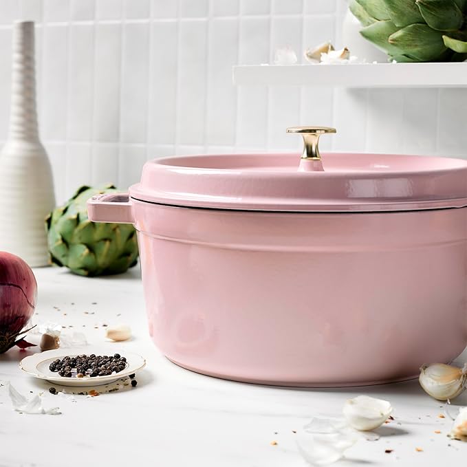 Staub Cast Iron Round Cocotte 5.5-quart-Peony Pink