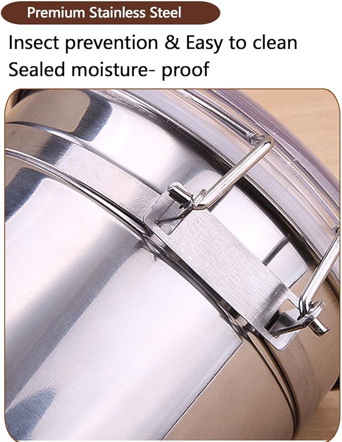 Stainless Steel Food Container with Clear Lids Airtight Storage Container Stackable Small Canisters Kitchen Pantry Storage for Cereal, Snacks, Candy, Herbs, Spices, Sugar, Tea (1.2L Silver)