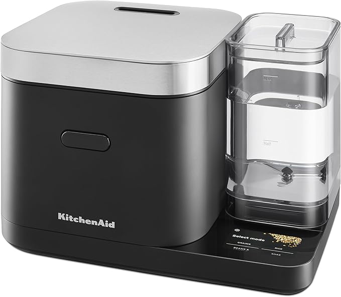KitchenAid Grain and Rice Cooker 8 Cup with Automatically Sensing Integrated Scale + Water Tank, KGC3155, Black Matte