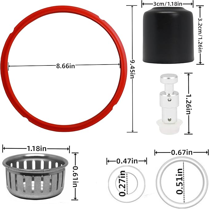 Replacement Parts for Instant Pot Ultra 60 Duo Nova 60 Duo Gourmet 6 Qt and Duo Crisp Air Fryer 11in1 6Qt, Include Steam Release Valve Sealing Ring Float Valve Seal and Anti-Block Shield