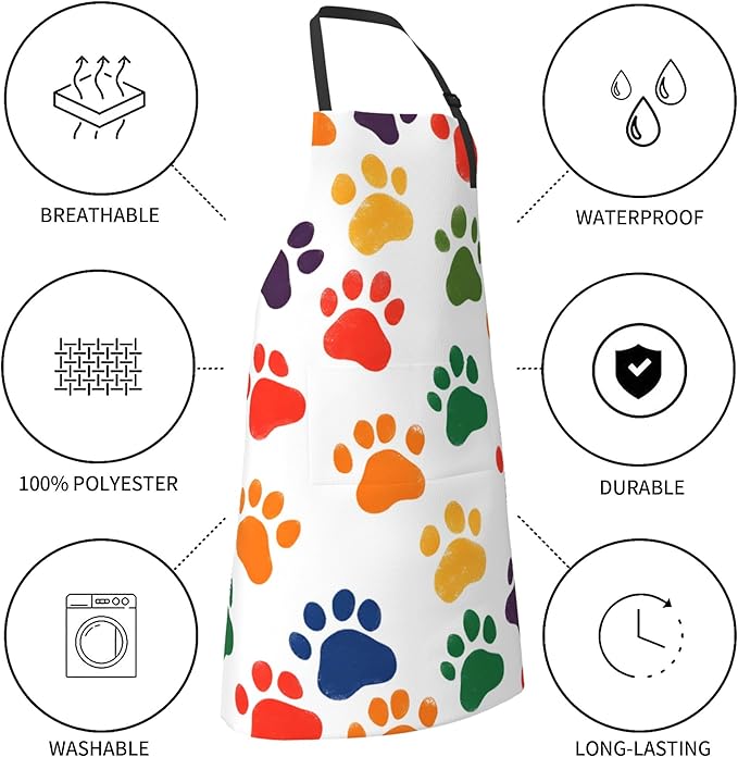 Funny Animal Apron with 2 Pockets Waterproof for Men Women Kitchen Garden Decor