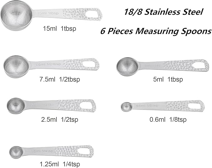 Measuring Cups and Spoons Set 14, Stainless Steel Measuring Cups and Spoons set for Baking & Kitchen, 5 Metric & US Measuring Cups and 6 Measuring Spoons,1Leveler and 2Rings for Dry & Liquid