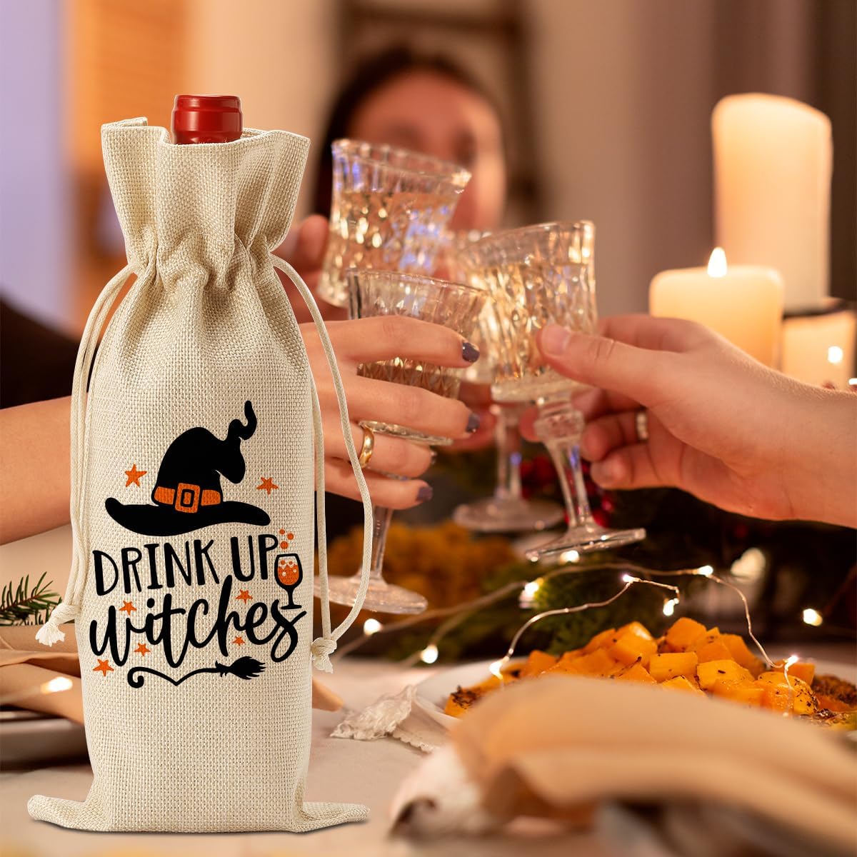 Halloween Wine Bag Drink Up Witch Wine Bag Halloween Birthday Gifts Halloween Birthday Party Decorations for Women Men Her Friends Wine Tasting Party Holiday Gift Bag