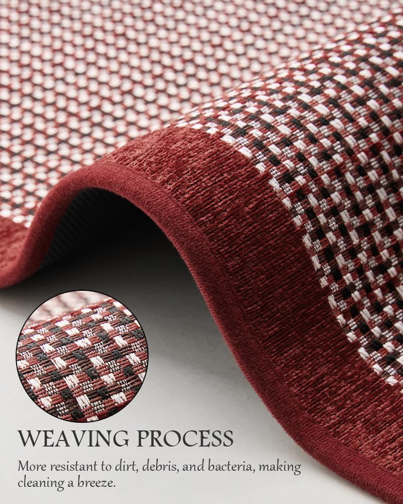 PADOOR Kitchen Mats for Floor, Non Slip Washable, Rubber Backed Christmas Runner Super Absorbent Long Xmas Floor Mat, 20'x70' Red