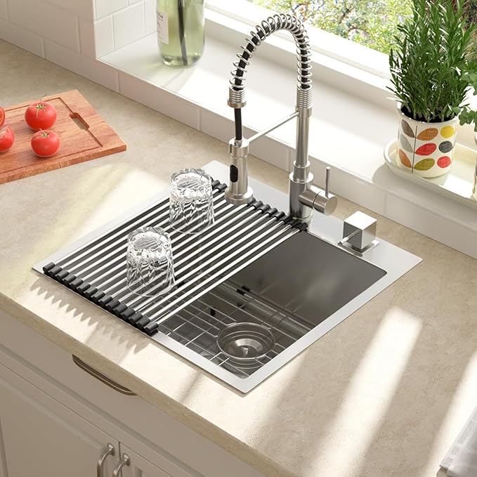 Lordear Drop In Bar Sink 21x20x10 Inch Topmount Bar Prep Kitchen Sink16 Gauge Single Bowl Stainless Steel Indoor Outdoor Island Small Kitchen Sink