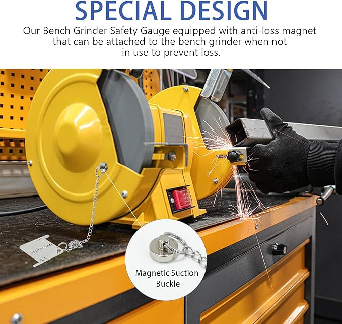 SCOTTCHEN Bench Grinder Safety Gauge, Stainless Steels Bench Grinder Safety Scale with Anti-lost Magnet-2 Pack