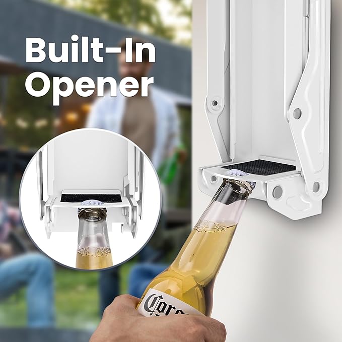Kotto Can Crusher - Wall Mounted Can Crushers for Recycling - with Auto-Drop System -Built-in Bottle Opener-Crushes 8-16oz Cans-Includes Kitchen Storage Bag-Heavy Duty Can Crusher for Home Use-White