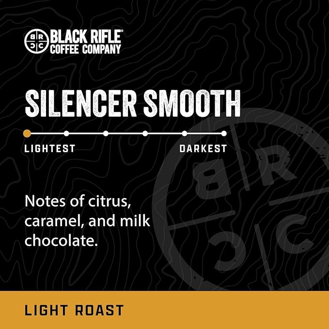 Black Rifle Coffee Company Silencer Smooth, 50 Count, Light Roast K Cups - Single Serve K Cups Coffee Pods - Kcup Pods Compatible with Keurig 1.0 & 2.0 - Made from Arabica Beans