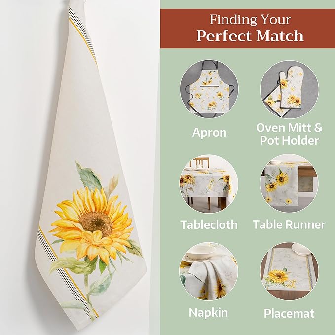 Maison d' Hermine Kitchen Towels Set of 3 100% Cotton 27.50" x 20" Reusable Cloth Tea Dish Towels Absorbent with Hanging Loop for Kitchen, Home, Dining, Cocktail Parties Spring/Summer (Candice)