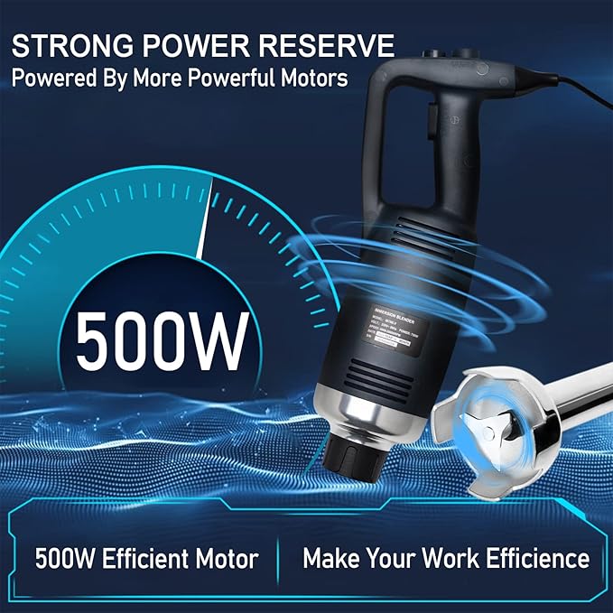 Li Bai 16 in Heavy Duty Big Stix Immersion Blender Handheld Kitchen, Hand Blenders for Kitchen, Commercial Mixer Electric, 500W Removable Shaft 2500rpm to 15000rpm, Emulsifier Blender Handheld