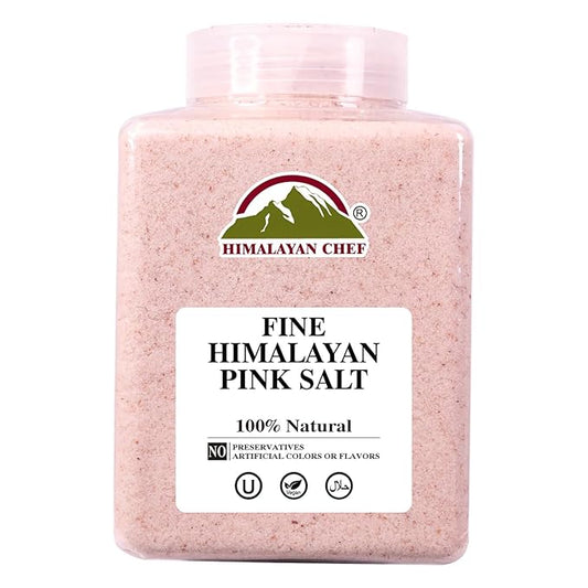 Himalayan Chef Himalayan Pink Salt - 5 lbs Fine Grain Plastic Jar - 100% Natural and Pure Gourmet Crystal - Contains 84 Essential Minerals | Kosher and Vegan Certified