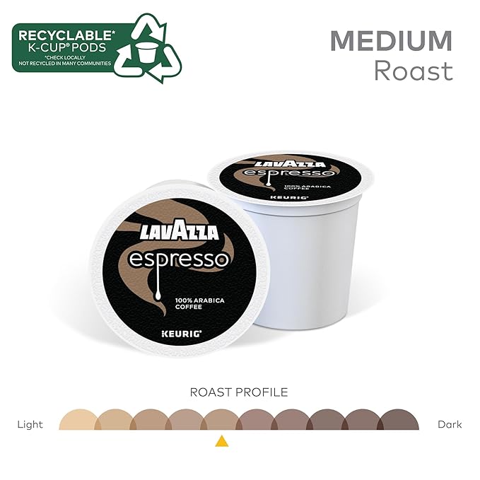 Lavazza Espresso, Single-Serve Keurig K-Cup Pods, Medium Roast Coffee, 60-Count Box (6 Packs of 10)