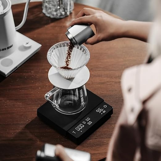 MHW-3BOMBER Large Coffee Scale with Timer, Digital Pour-Over Scale with Flow Rate, 2kg/0.1g Accurate Espresso Scale, 3-Mode, Rechargeable Coffee Bean Weight Scale for Pour Over, Espresso,Black,ES5663