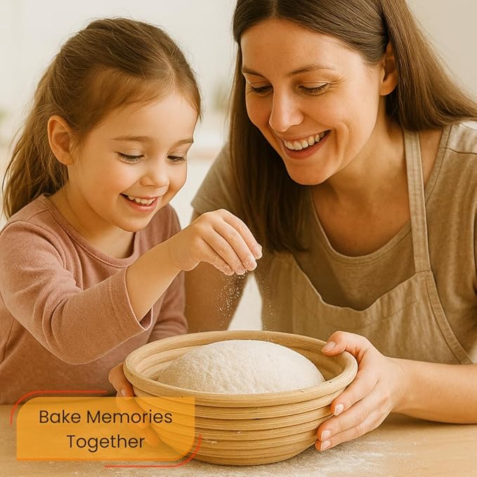 Sourdough Bread Baking Kit – 2 Banneton Proofing Baskets With Liners (9” Round & 10” Oval), Dough Whisk, Bread Lame With 5 Blades, Dough Scraper, Silicone Brush