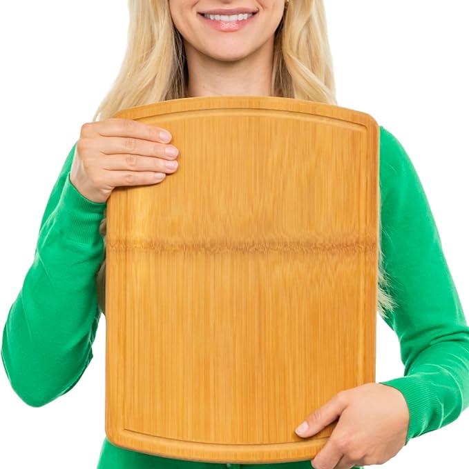 Bamboo Cutting Board – 15 Inch Wood Cutting Boards for Kitchen with Glue-Free Surface™ & Juice Groove – Non-Toxic, FSC-Certified, Durable Wooden Chopping Board