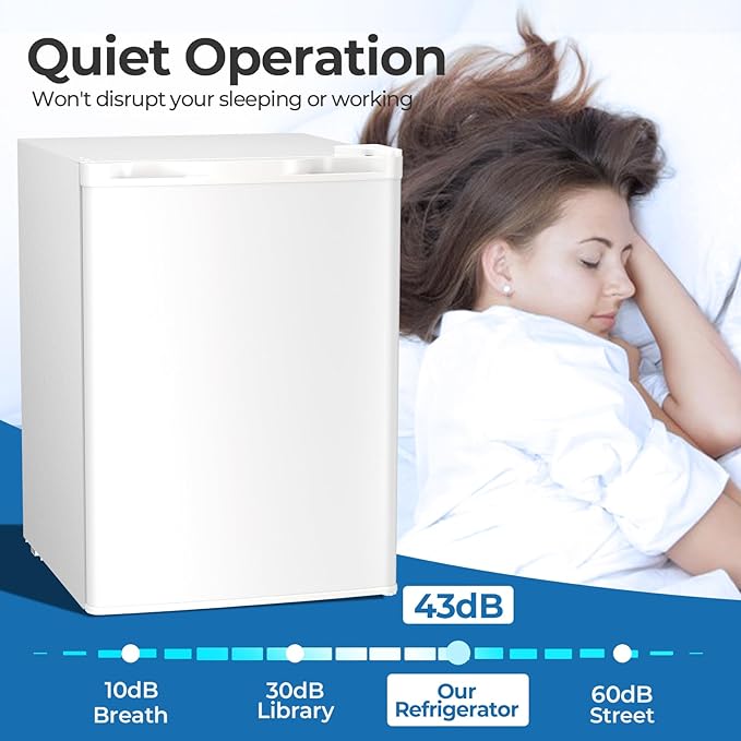 2.56 Cu.ft Compact Refrigerator with Reversible Single Door, WHITE