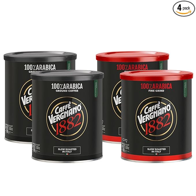 Caffe Vergnano Italian Ground Coffee Moka & Espresso Variety (4 Pack)