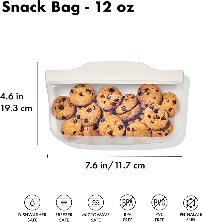 OXO Good Grips Silicone Reusable Bag – Snack Bag (12 oz) - Oat