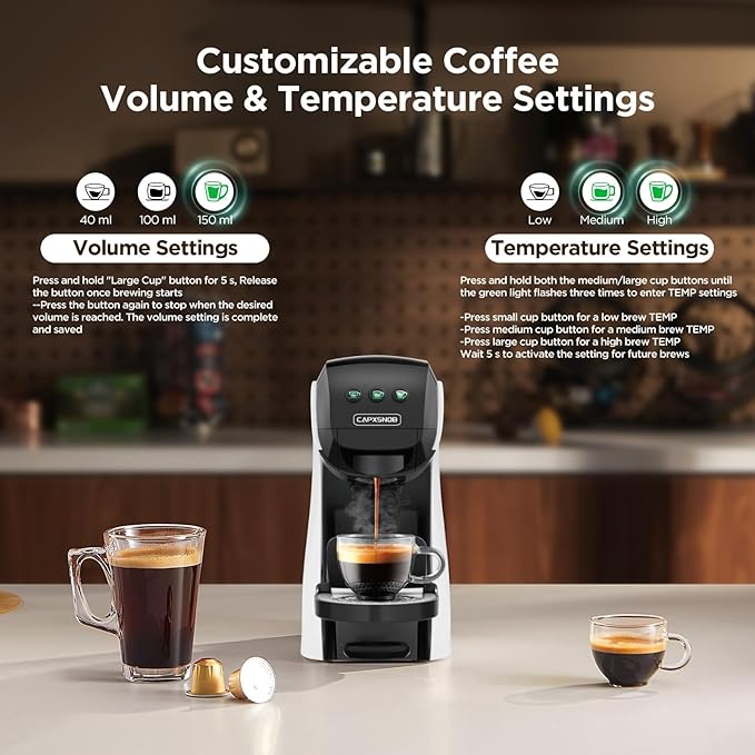 Warriors1 Coffee Maker for Keurig K Cup, Espresso Machine for Nespresso Original, Dolce Gusto Coffee Pods, Ground Coffee, Coffee Machine for Cappuccino & Latte, Programmable, 20 Bar, 28 oz Reservoir