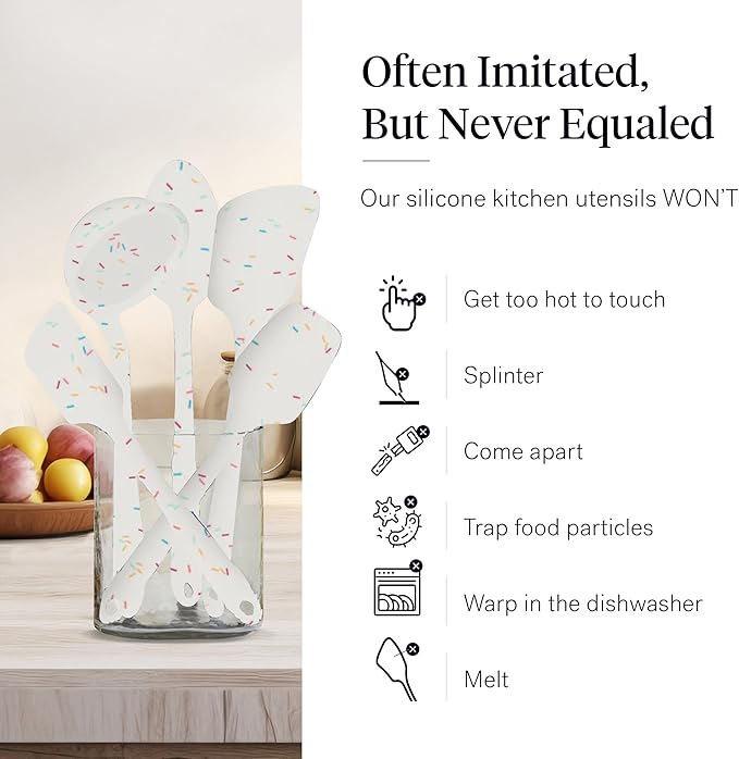 GIR: Get It Right 10-Piece Silicone Ultimate Kitchen Utensil Set – Spatulas, Ladle, Flip, Spoons, Whisk, Peeler & Spoonula – Nonstick, Non-Toxic, Heat-Resistant – Sprinkles