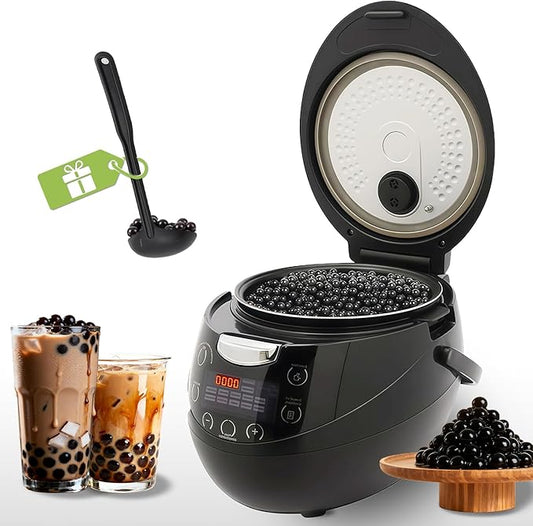 6L Boba Cooker Commercial, Automatic Boba Maker Machine with Even Heat Distribution, Intelligent Tapioca Cooker, for Milk Tea Stores Restaurants Dessert Stores Lounge, 900W