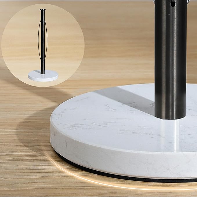 YIGII Heavy Marble Base Paper Towel Holder – Countertop Paper Roll Holder for Kitchen or Bathroom, Non-Slip Weighted Design, Fits Standard Paper Towels, White Marble & Gunmetal Black