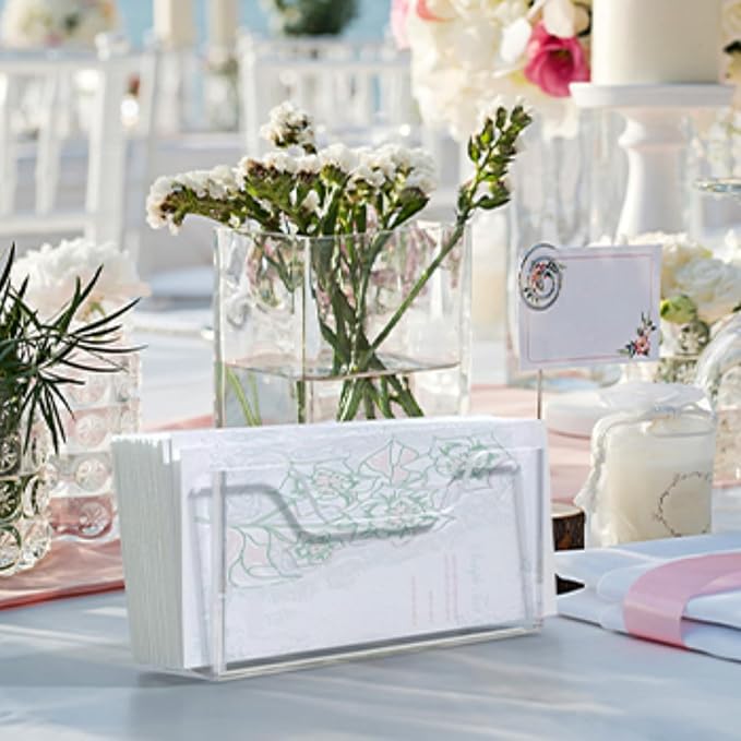 Acrylic Guest Towel Napkin Holder for Table, 2pcs Clear Disposable Hand Towel Holder for Bathroom, Washbasin Side Waterproof Tissue Dispenser for Home, Kitchen, Restaurant and Hotel