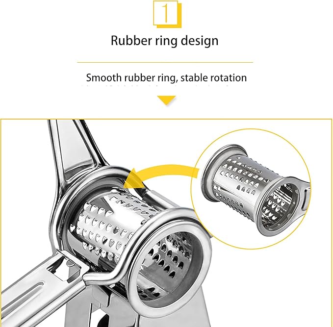 Cheese Grater with Handle, Stainless Steel Multipurpose Food Vegetable Potato Hand Grater for Grating and Shredding Hard Cheese, Chocolate, Medium, Walnuts, Potato, Carrot