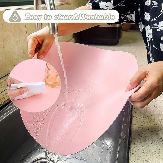 Round Faux Leather Placemats Set of 6,Reversible PU Placemat for Dining Table,Waterproof Table Mats Heat Resistant Wipeable Anti Slip Washable,Modern Table Protectors(Pink and Blue)