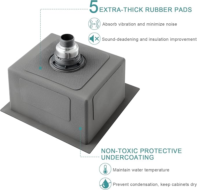 15 inch Drop in Bar Sink Black, Small Topmount Kitchen Sink Single Bowl, Handmade T-304 Stainless Steel Overmount Kitchen Bar Sink with Basket Strainer