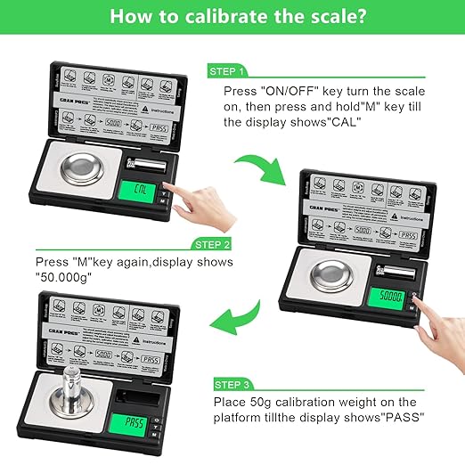 High Precision Milligram Scale,50g/0.001g Digital Mini Pocket Gram Scale,Mg Scale for Weighing Powders,Jewelry, Medicine, Gem, Reloading, with Cal Weight, Tweezer ，Tray and Scoop