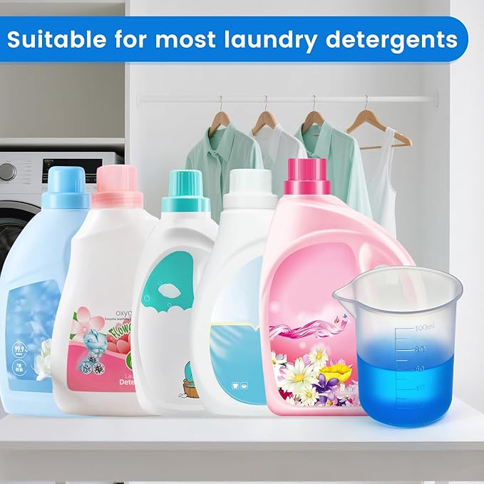 4PCS Silicone Laundry Detergent Cup Holder - Liquid Laundry Detergent Dispenser Cups Reusable, Flexible Washable Liquid Measuring Cups for Home, Dorm, Hotel