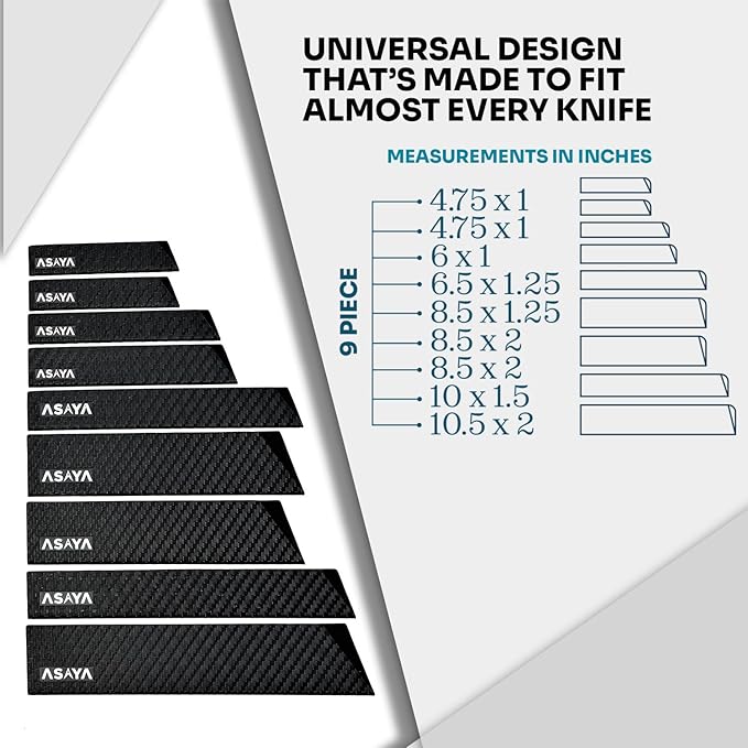 Asaya Professional Knife Edge Guards -Universal Blade Covers - Extra Strength, ABS Plastic and BPA-Free Felt Lining, non-Toxic and Food Safe - Knives Not Included (9Pcs)