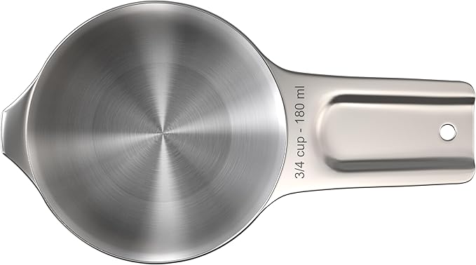 Color Up ¾ Cup Measuring Cup (180 ml) – Premium Chrome Stainless Steel, Accurate for Wet & Dry Ingredients, Embossed Markings, Easy-Pour Spouts, Dishwasher-Safe, Kitchen Essential