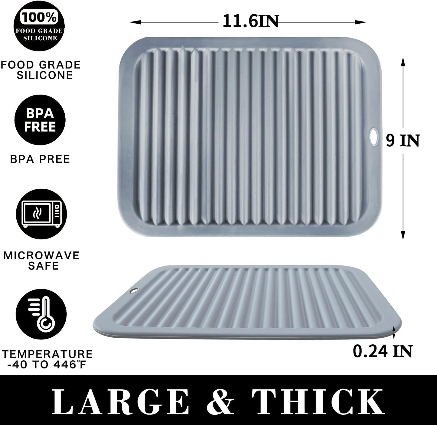 4 PCS Silicone Trivet for Hot Dishes, Hot Pads Trivets Mat for Hot Pots and Pans, Heat Resistant Silicone Hot-Mats, Pot Holders Jar Opener Tables-Mats for Countertop Drying Mat (Grey)