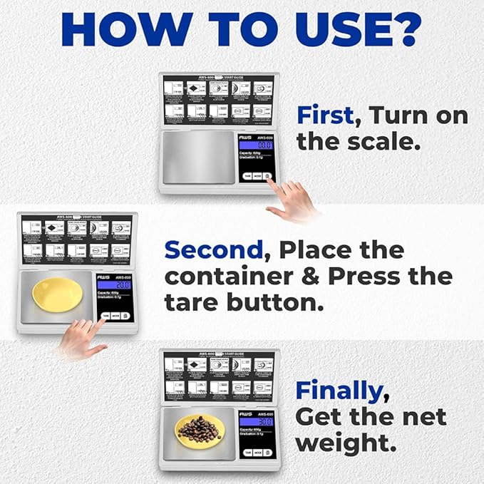 American Weigh Scales 600g x 0.1g Digital Pocket Scale | High Precision Digital Scale LCD Display Multi Unit Conversion Pocket Grams Scale, Jewelry Scale, Small Smart Weight Scale - Silver